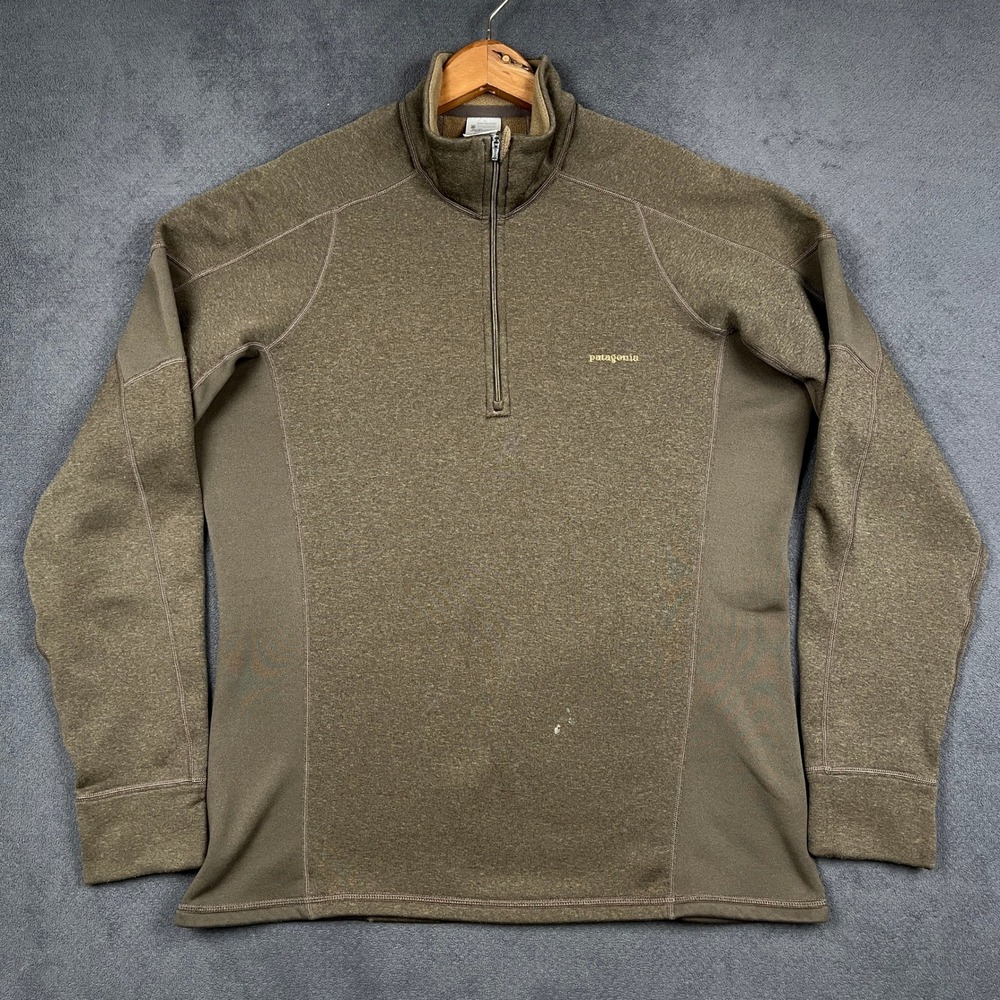 Patagonia Stretch Velocity Zip-Neck Mens Large Brown Fleece Pullover 25035F9